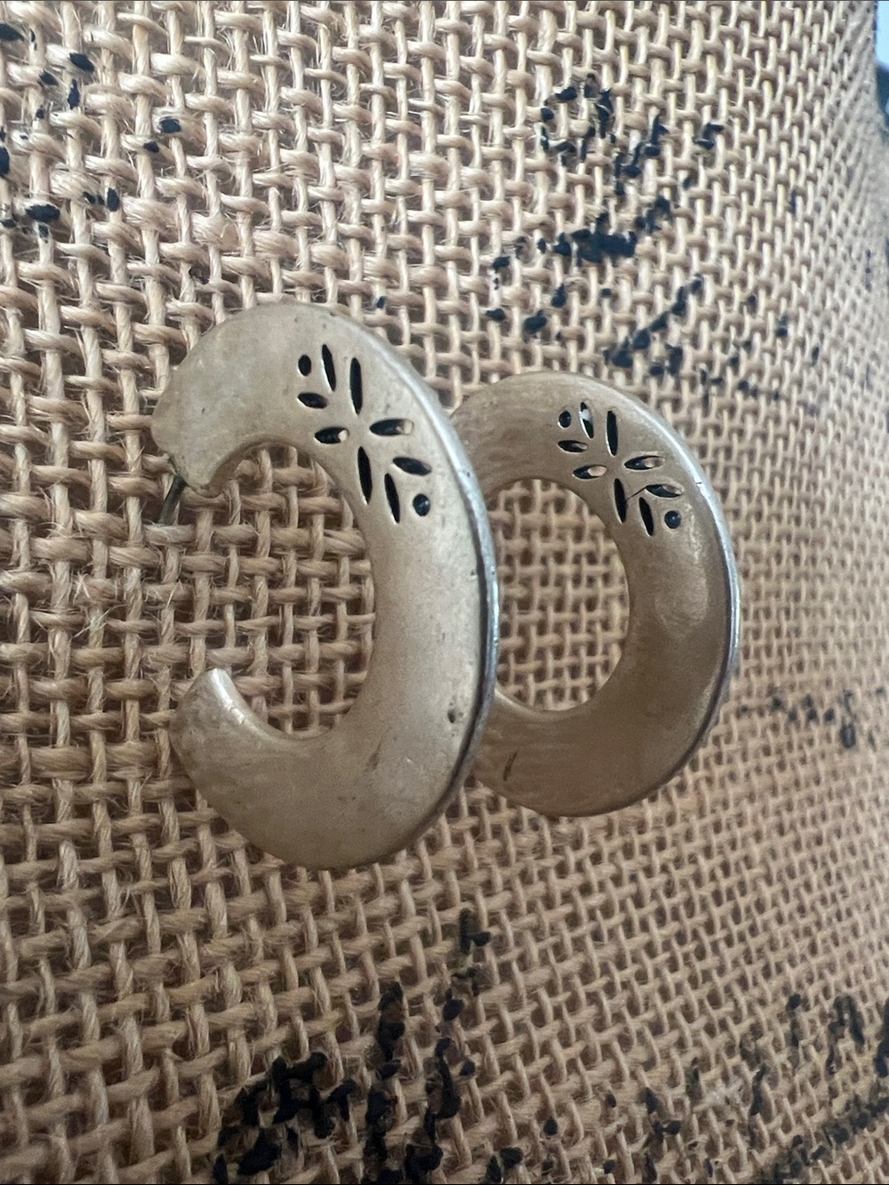 Brushed Silver Crescent Hoop Earrings - Unbranded